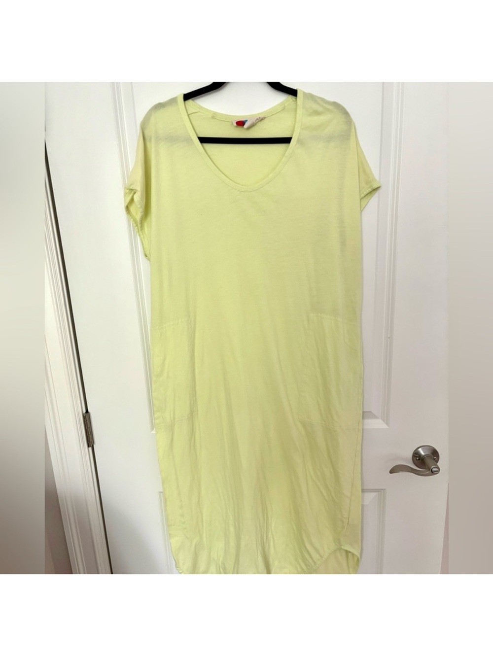 Free People V-Neck Maxi Dress in Pale Yellow